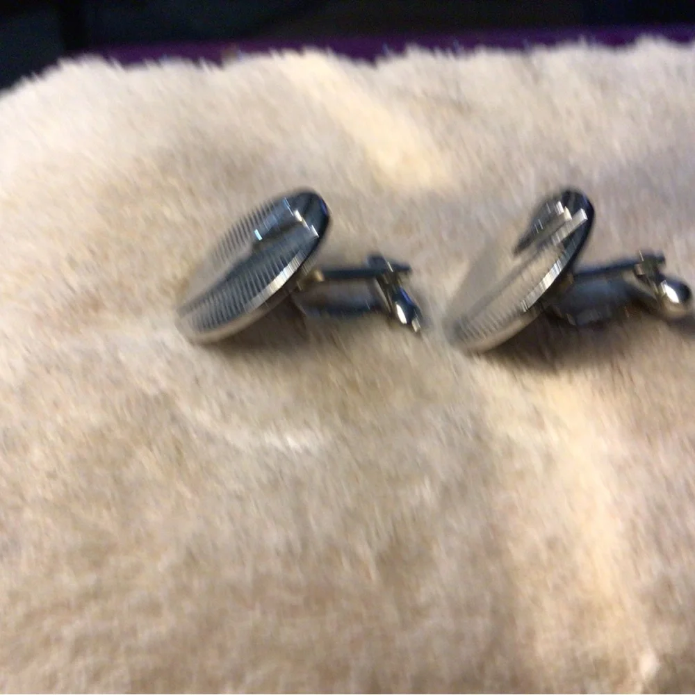 SWANK Silver-Tone Textured Round Cufflinks